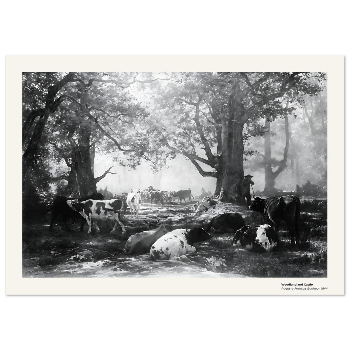 Zones boisées et bétail – Auguste Bonheur, détail de la reproduction