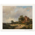 Paysage avec les ruines du château de Brederode à Santpoort – Andreas Schelfhout, reproduction d'art