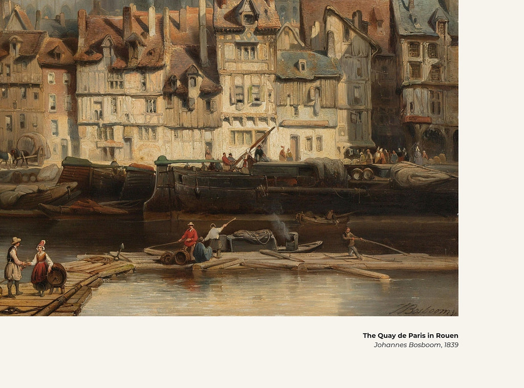 Le quai de Paris à Rouen – Johannes Bosboom, avec légende titre et artiste