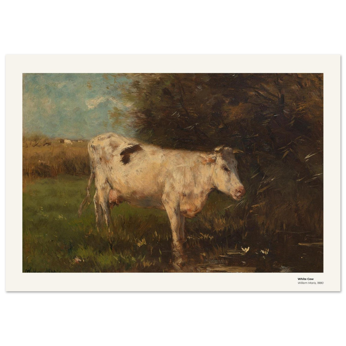 Vache blanche – Willem Maris, détail de la reproduction