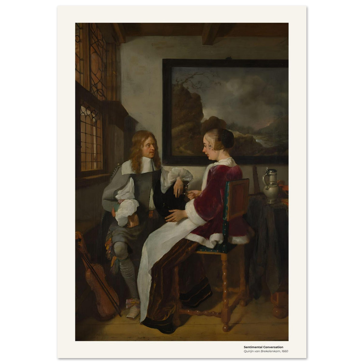 Conversation sentimentale – Quirijn van Brekelenkam, détail de la reproduction