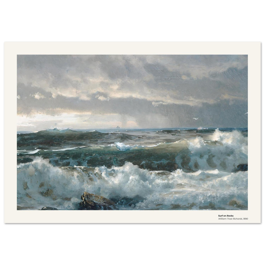 Déferlantes sur les rochers – William Trost Richards, détail de la reproduction