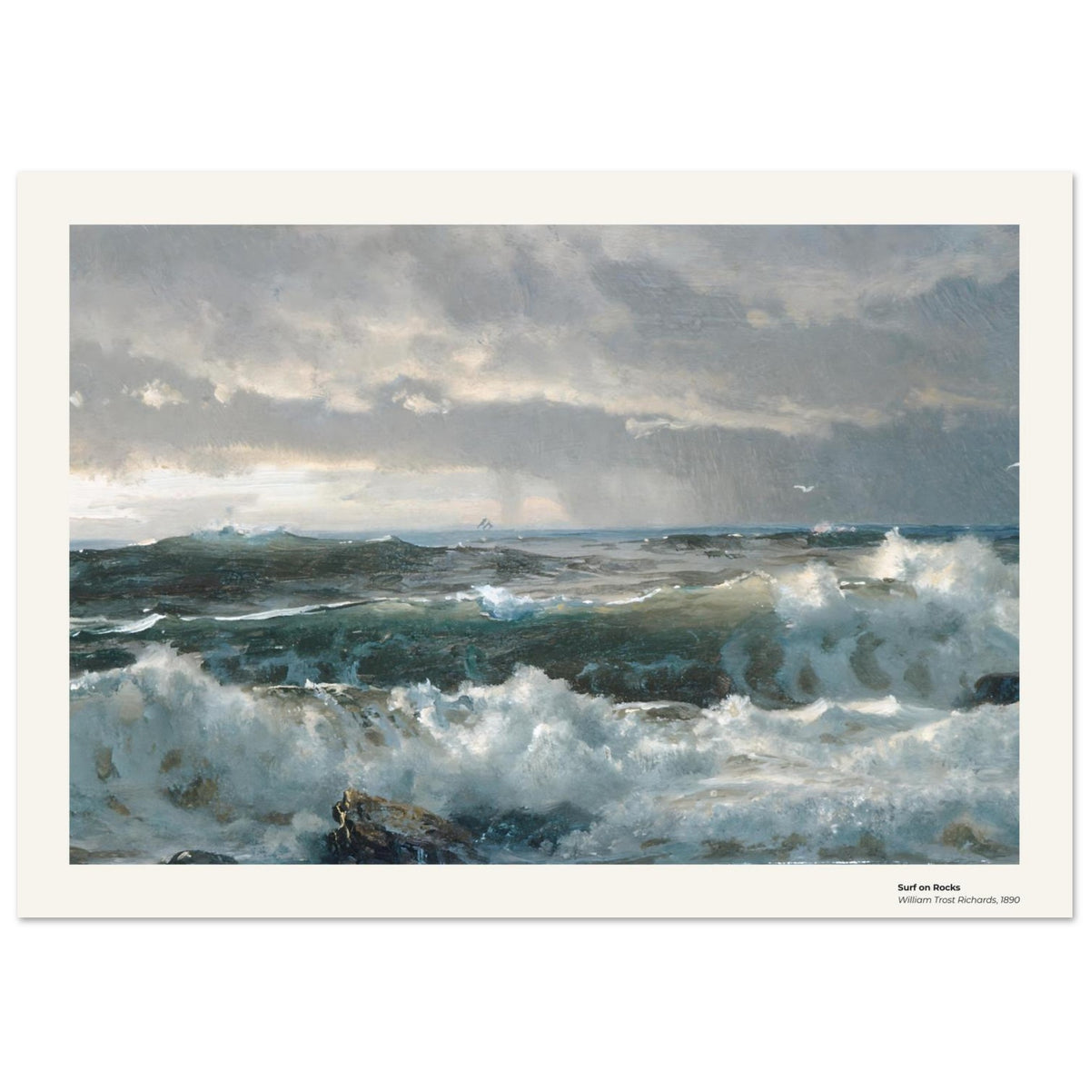 Déferlantes sur les rochers – William Trost Richards, détail de la reproduction