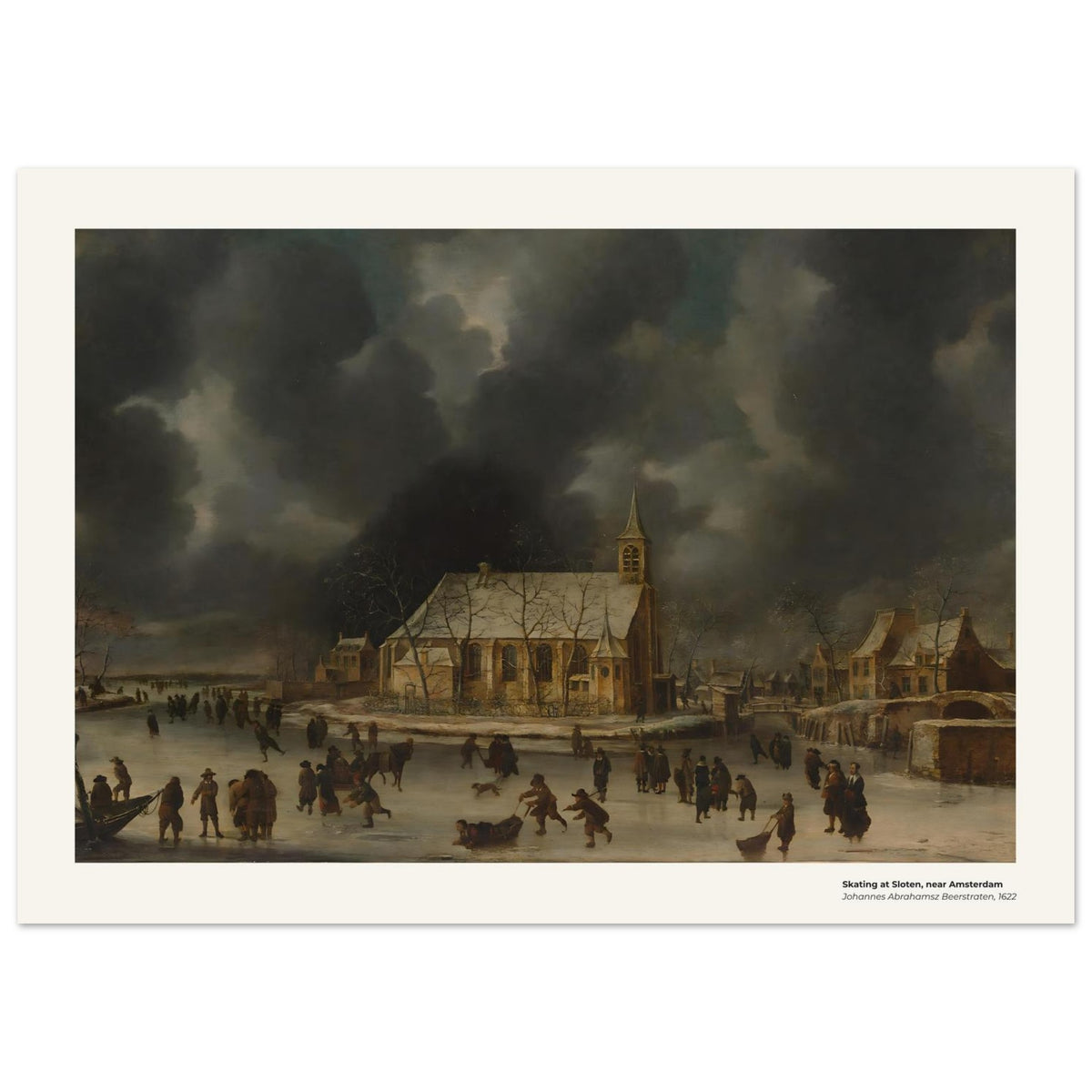 Patiner à Sloten, près d'Amsterdam – Johannes Abrahamsz Beerstraten, détail de la reproduction
