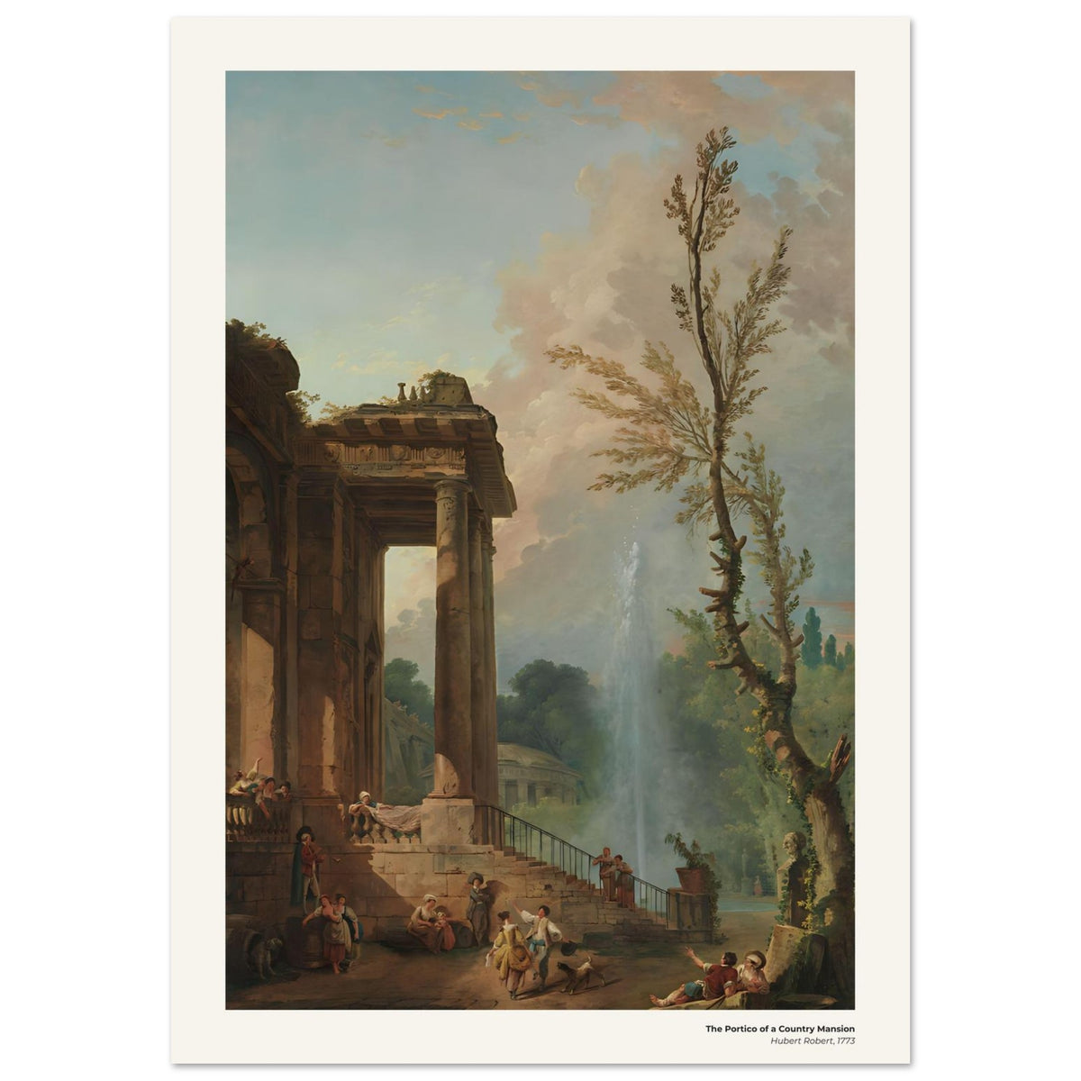 Le portique d'une demeure de campagne – Hubert Robert, reproduction d'art