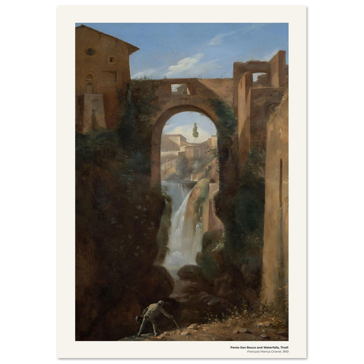 Ponte San Rocco et cascades, Tivoli – François Marius Granet, détail de la reproduction