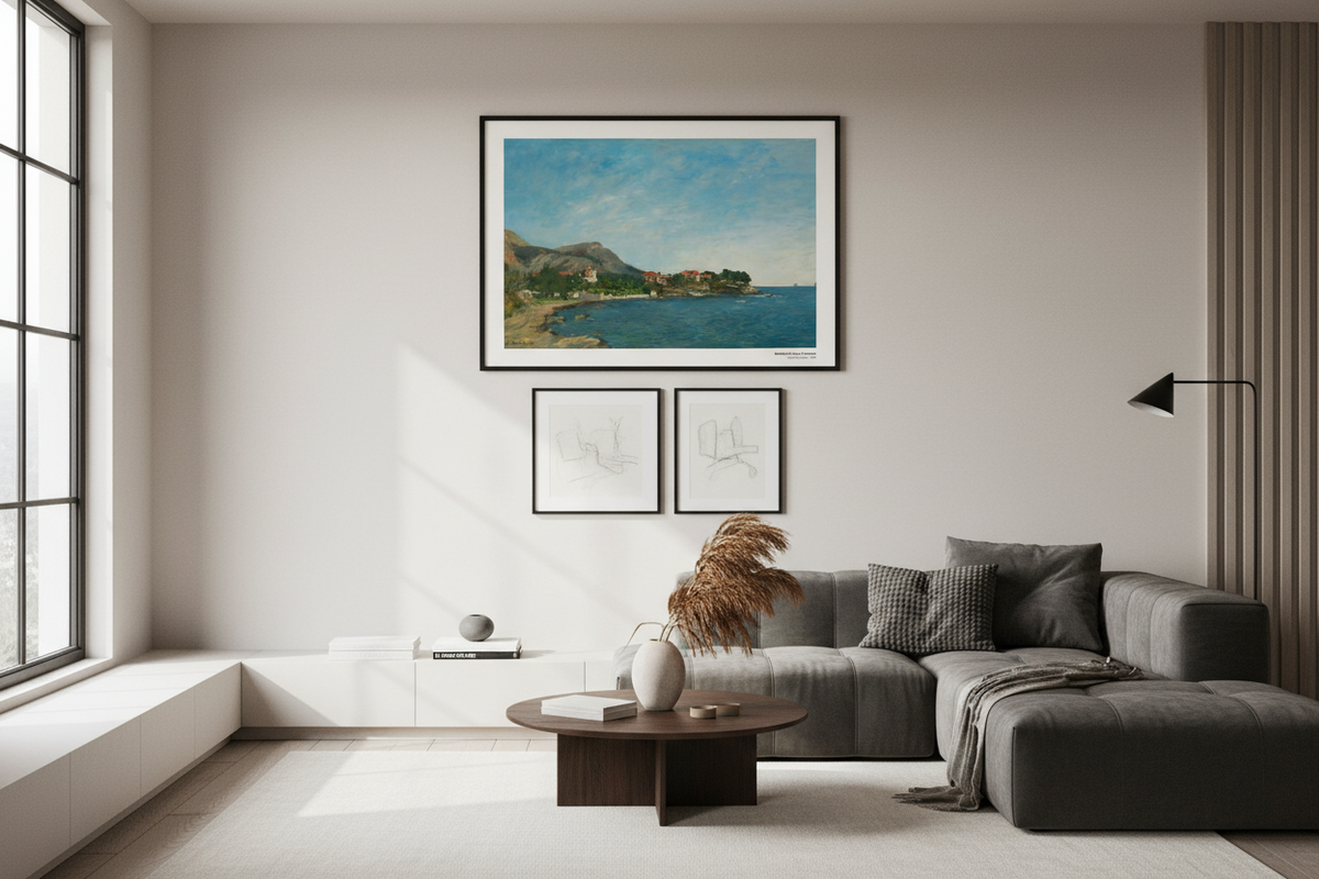 Beaulieu, reproduction d'un tableau d'Eugène Boudin dans un cadre noir