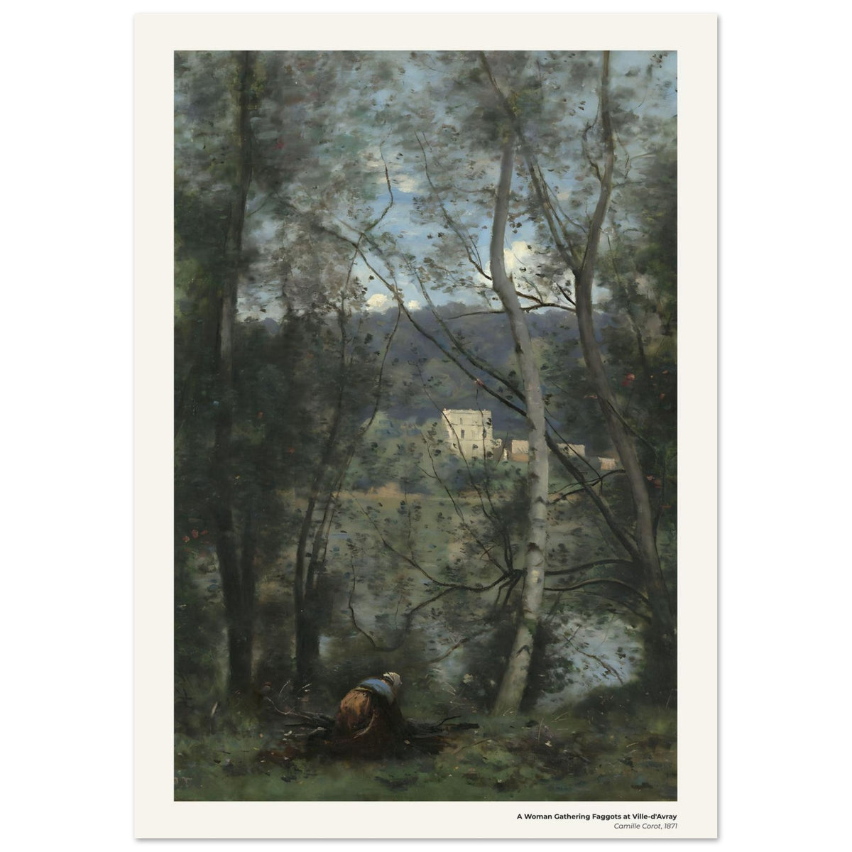 Femme ramassant des fagots à Ville-d'Avray – Camille Corot, détail de la reproduction