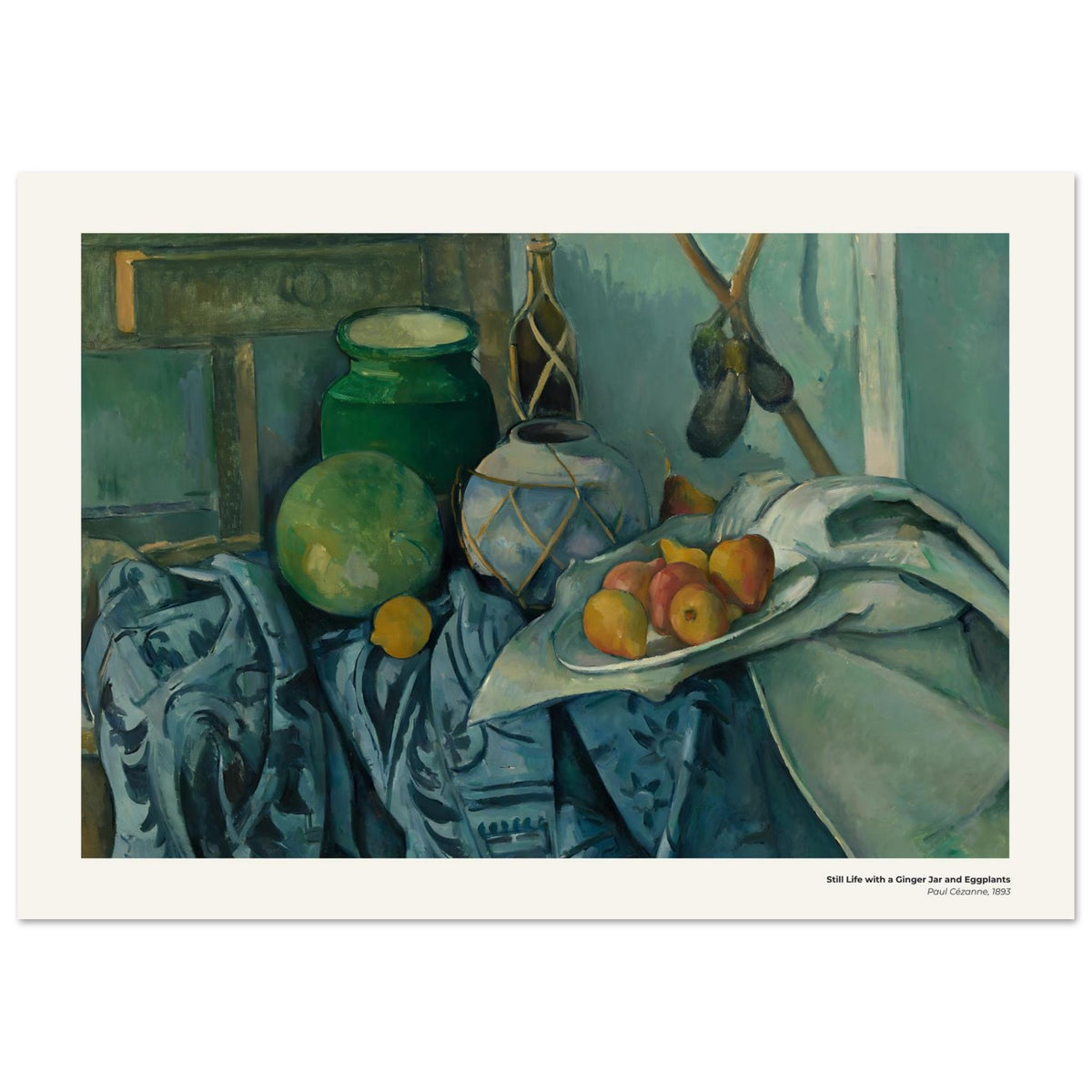 Nature morte au pot à gingembre et aux aubergines – Paul Cézanne, reproduction d'art