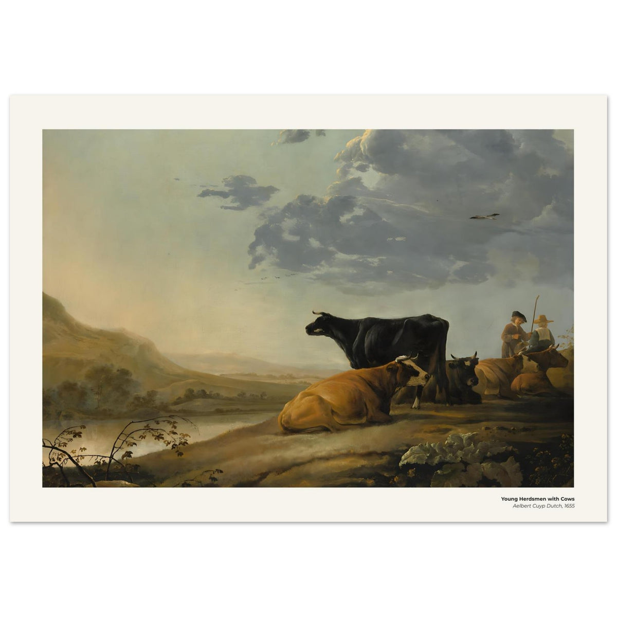 Jeunes bouviers avec des vaches – Aelbert Cuyp, détail de la reproduction