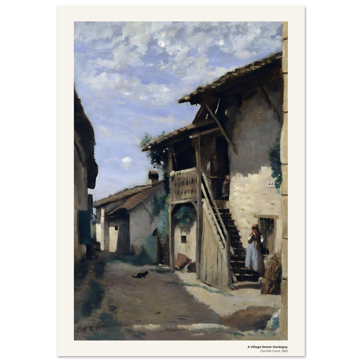 Une rue du village, Dardagny – Camille Corot, détail de la reproduction