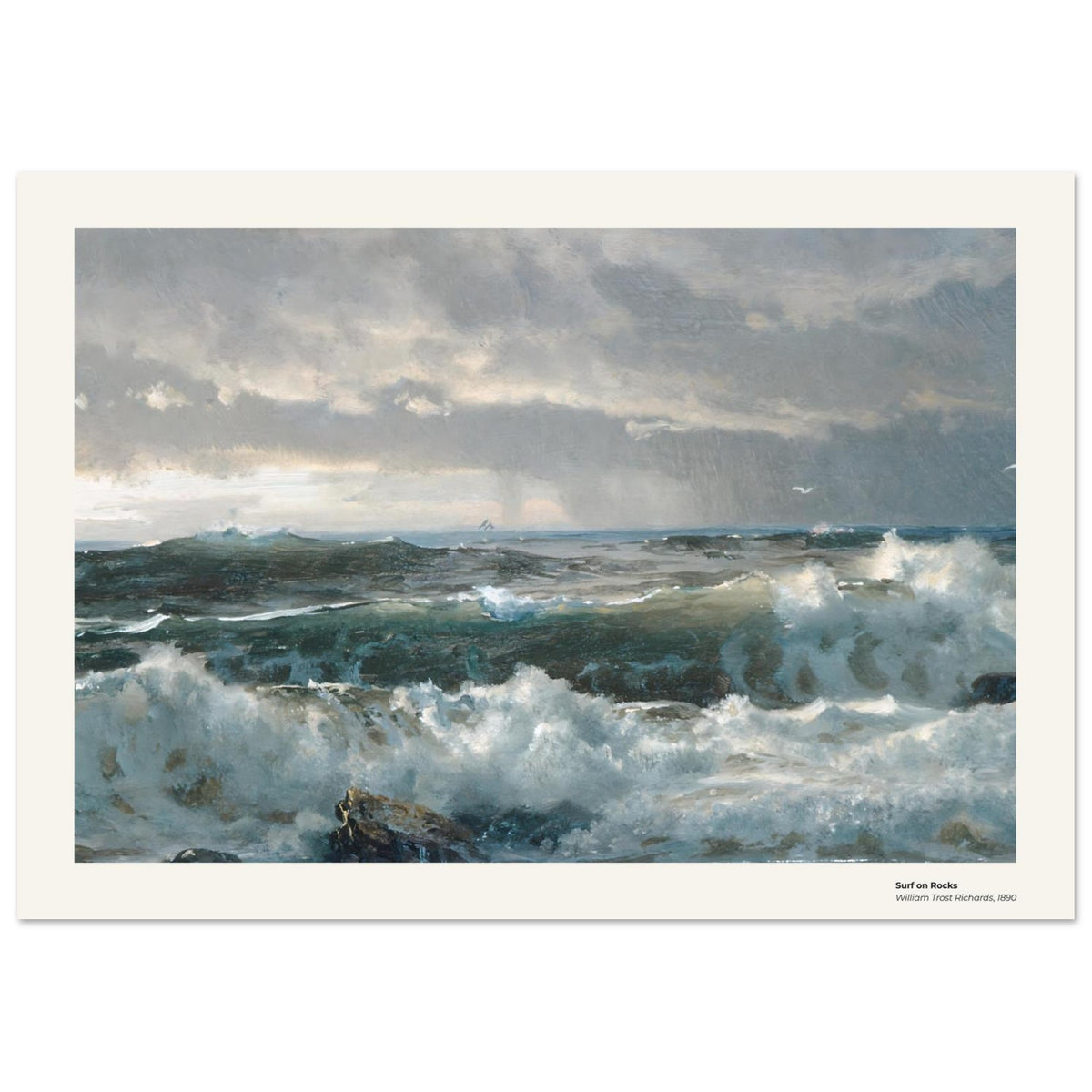 Déferlantes sur les rochers – William Trost Richards, détail de la reproduction