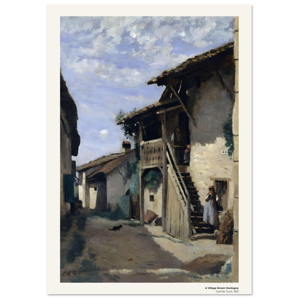 Une rue du village, Dardagny – Camille Corot, détail de la reproduction