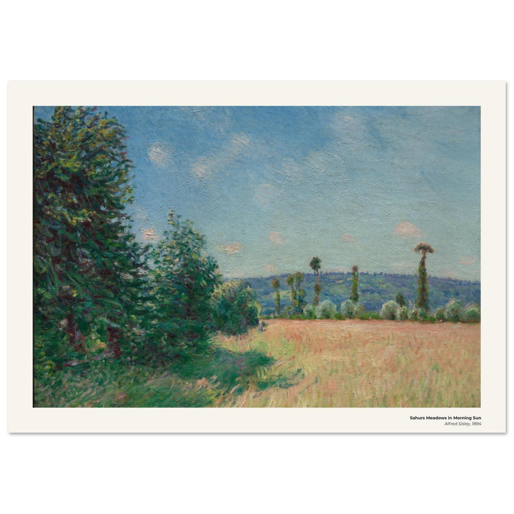 Les prairies de Sahurs sous le soleil du matin – Alfred Sisley, détail de la reproduction