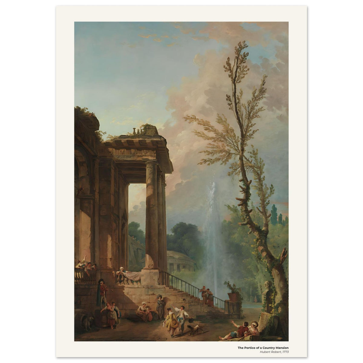 Le portique d'une demeure de campagne – Hubert Robert, détail de la reproduction