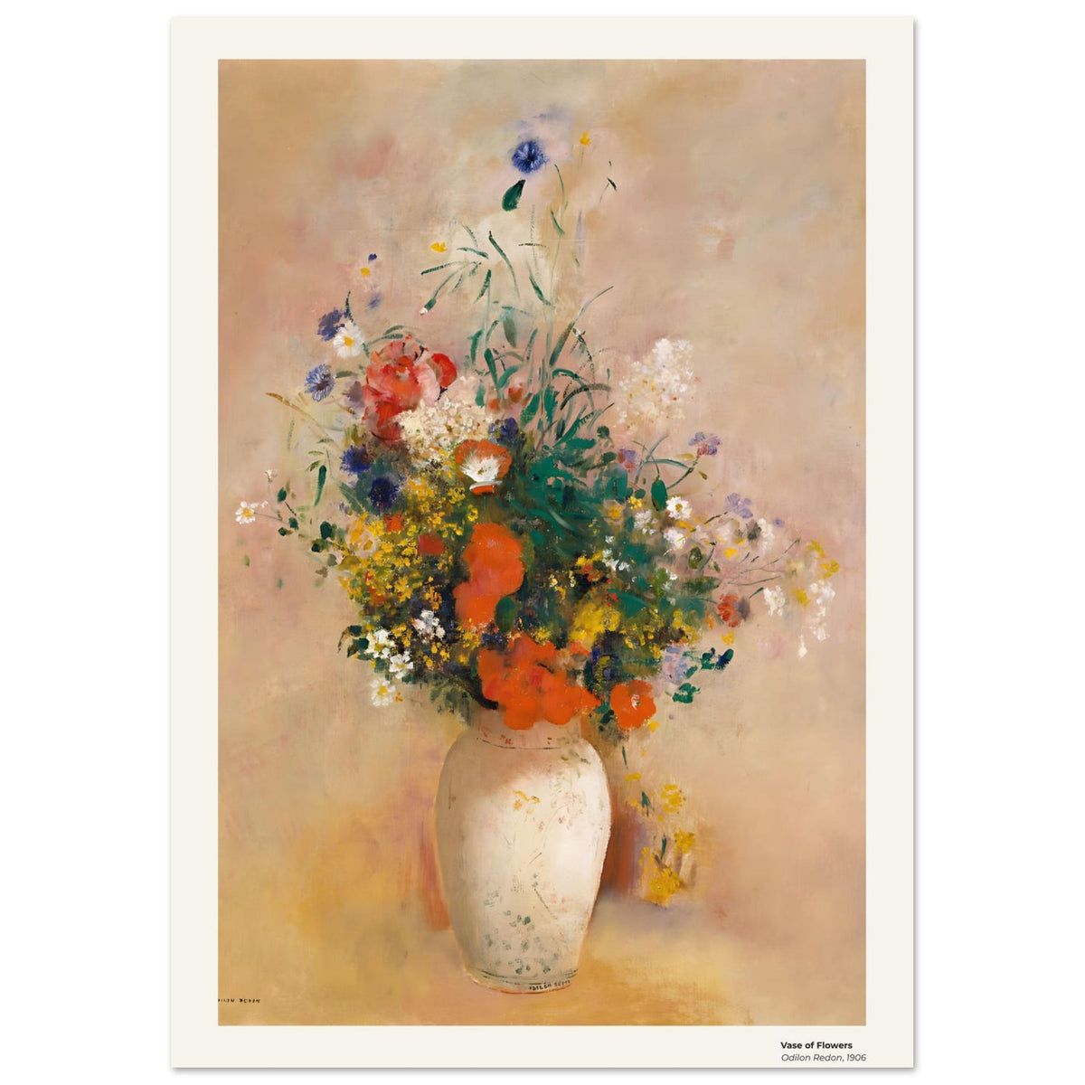 Vase de fleurs – Odilon Redon, détail de la reproduction