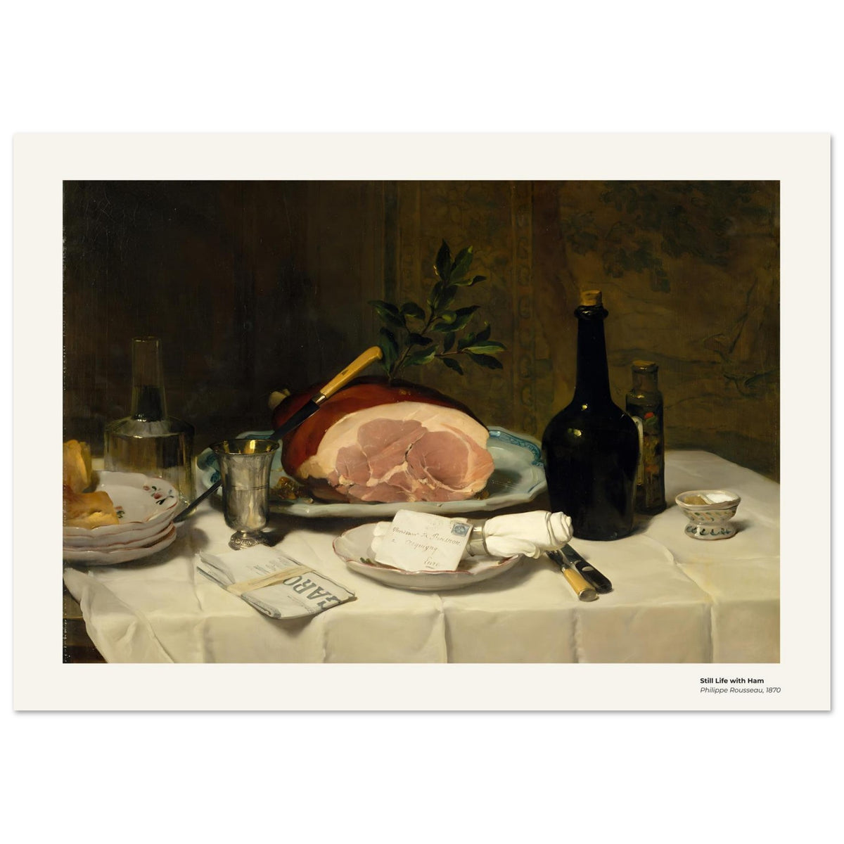 Nature morte au jambon – Philippe Rousseau, reproduction d'art
