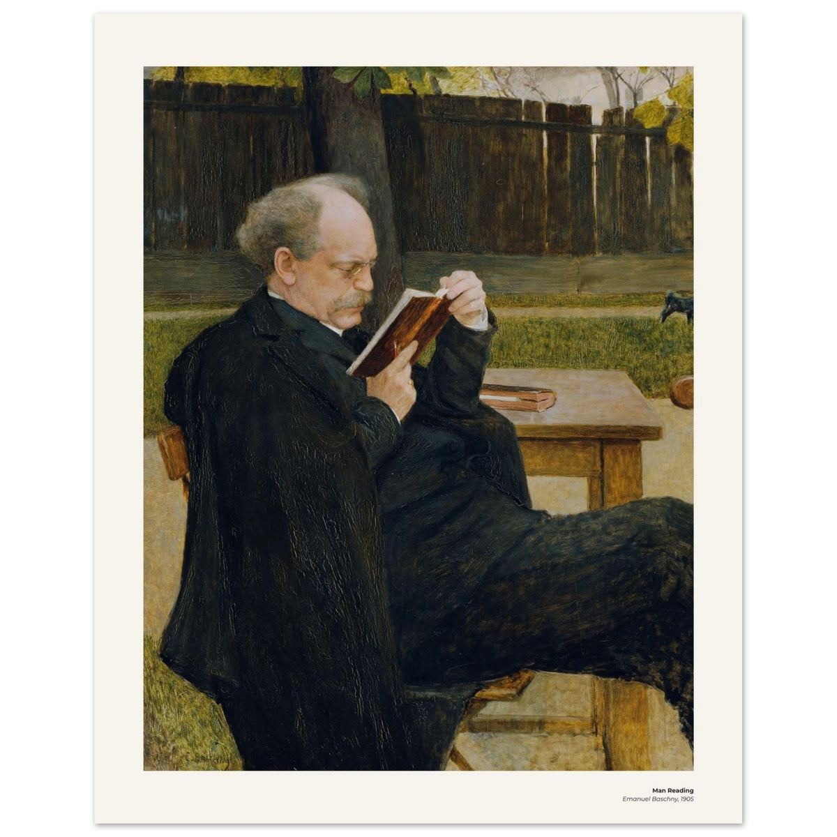 Homme lisant – Emanuel Baschny, détail de la reproduction