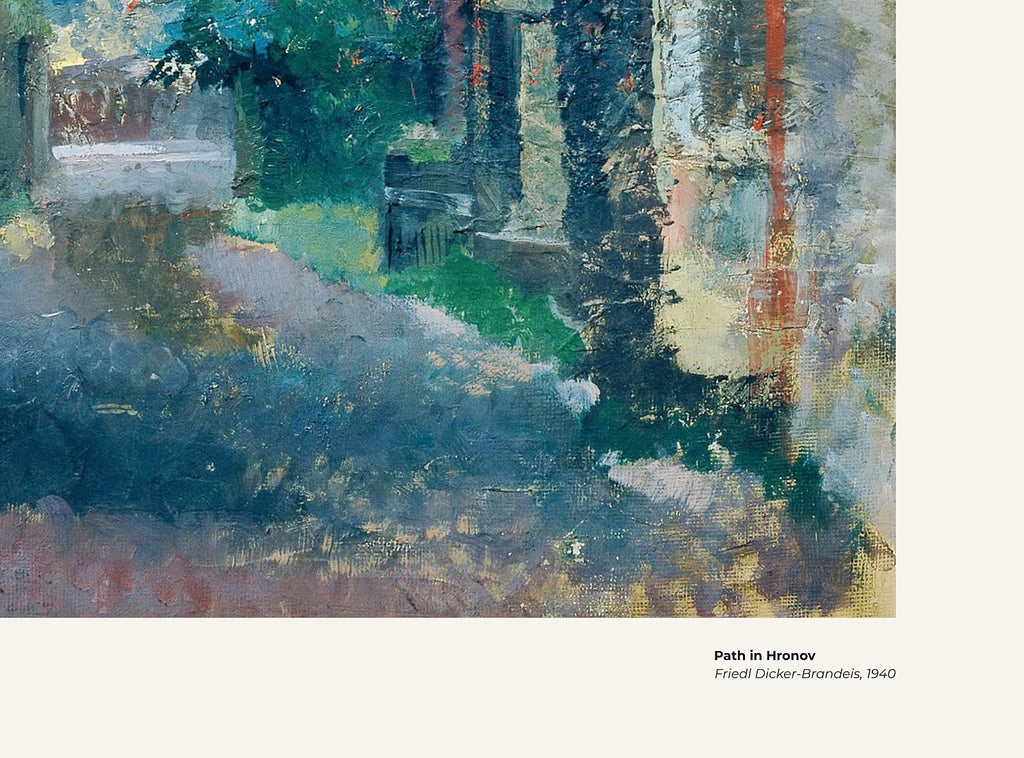 Chemin à Hronov – Friedl Dicker-Brandeis, avec légende titre et artiste