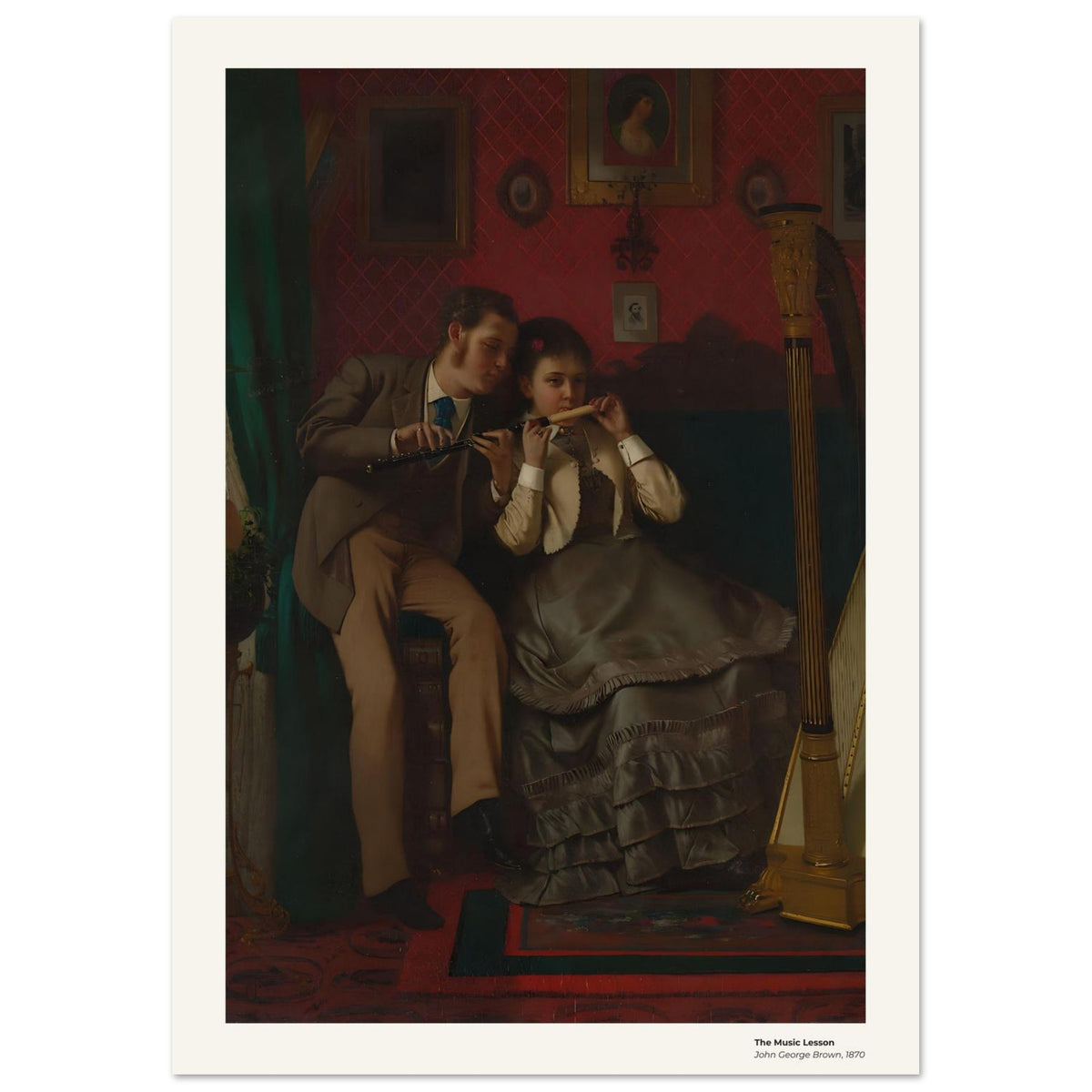 La leçon de musique – John George Brown, détail de la reproduction