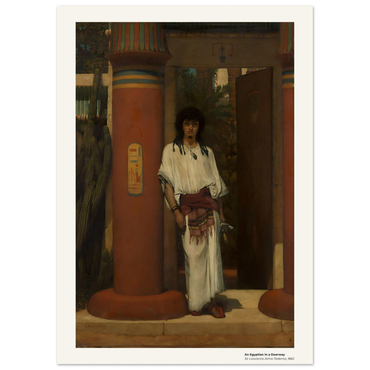 Un Égyptien dans l'encadrement d'une porte – Lawrence Alma-Tadema, détail de la reproduction