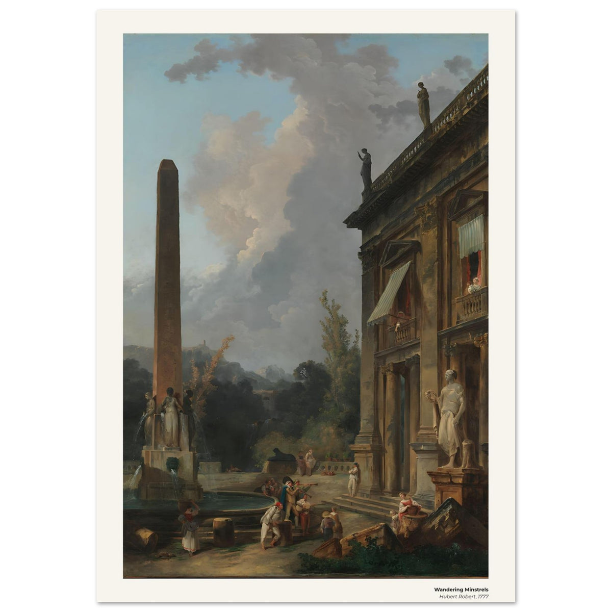 Ménestrels itinérants – Hubert Robert, détail de la reproduction