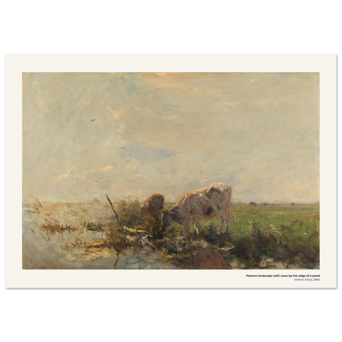 Pâturage avec vaches au bord d'une mare – Willem Maris, détail de la reproduction