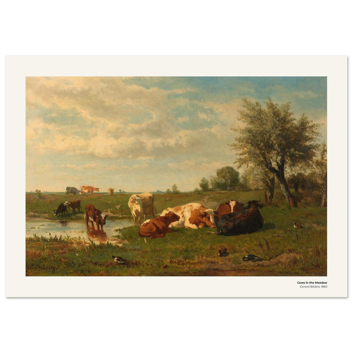 Vaches dans la prairie – Gerard Bilders, détail de la reproduction