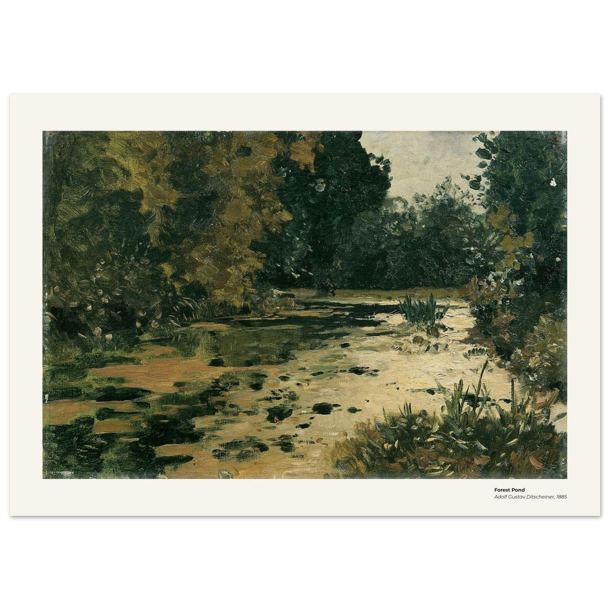 Étang en forêt – Adolf Gustav Ditscheiner, reproduction d'art