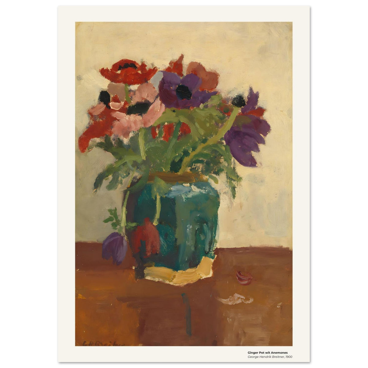 Pot à gingembre aux anémones – George Hendrik Breitner, détail de la reproduction