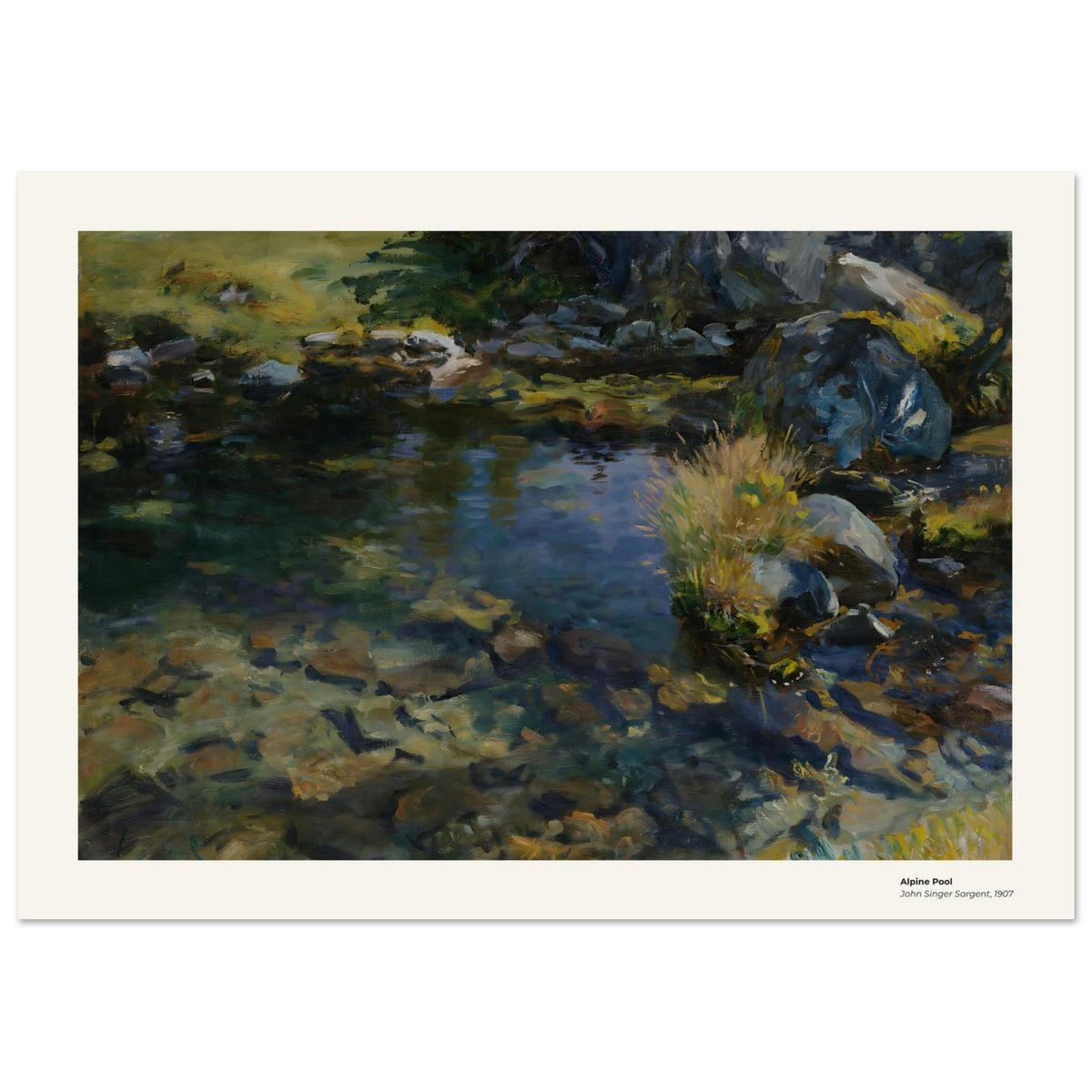Bassin alpin – John Singer Sargent, détail de la reproduction