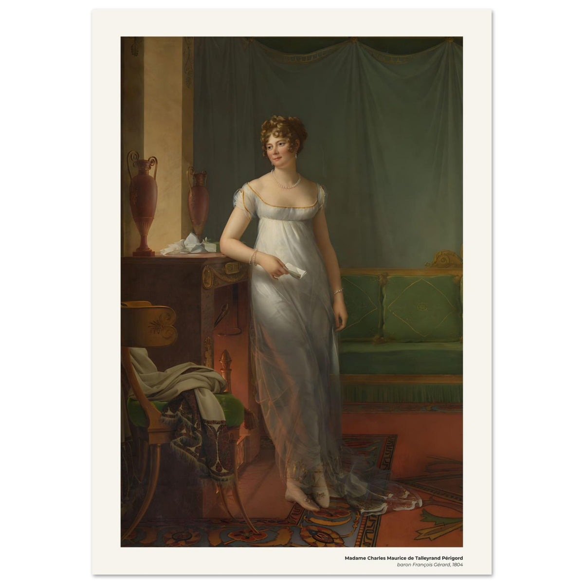 Madame Charles Maurice de Talleyrand Périgord – François Gérard, détail de la reproduction