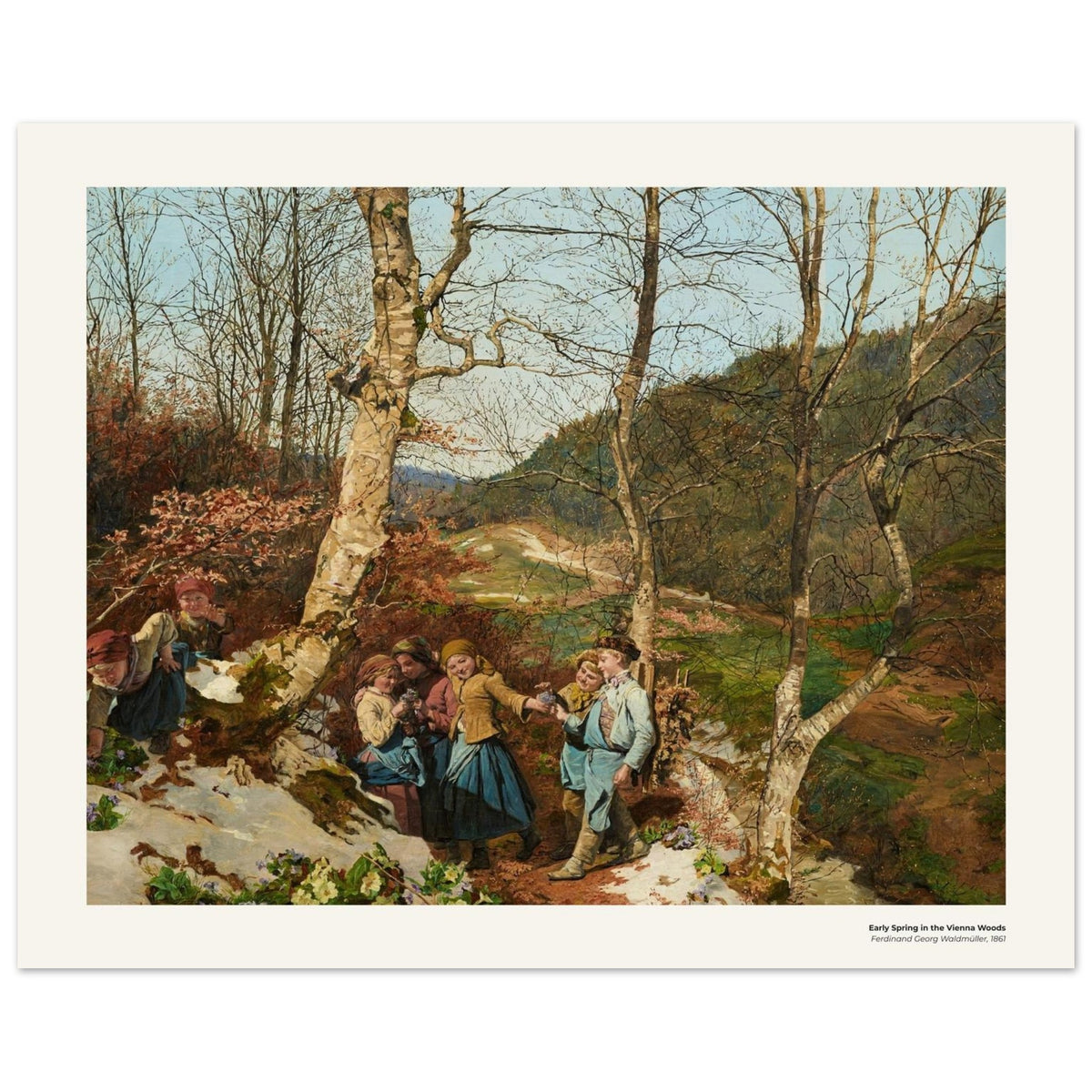 Début de printemps dans la forêt viennoise – Ferdinand Georg Waldmüller, détail de la reproduction