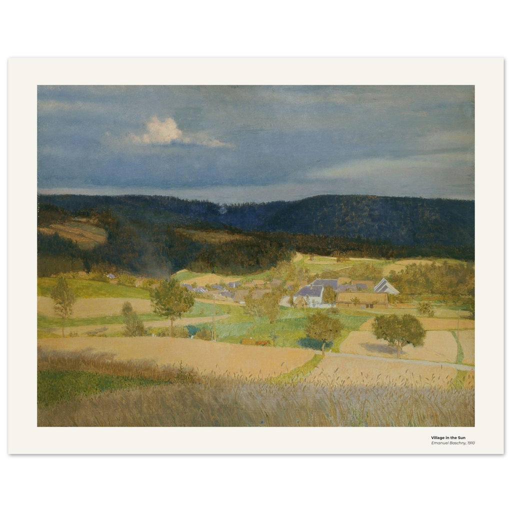 Village au soleil – Emanuel Baschny, reproduction d'art