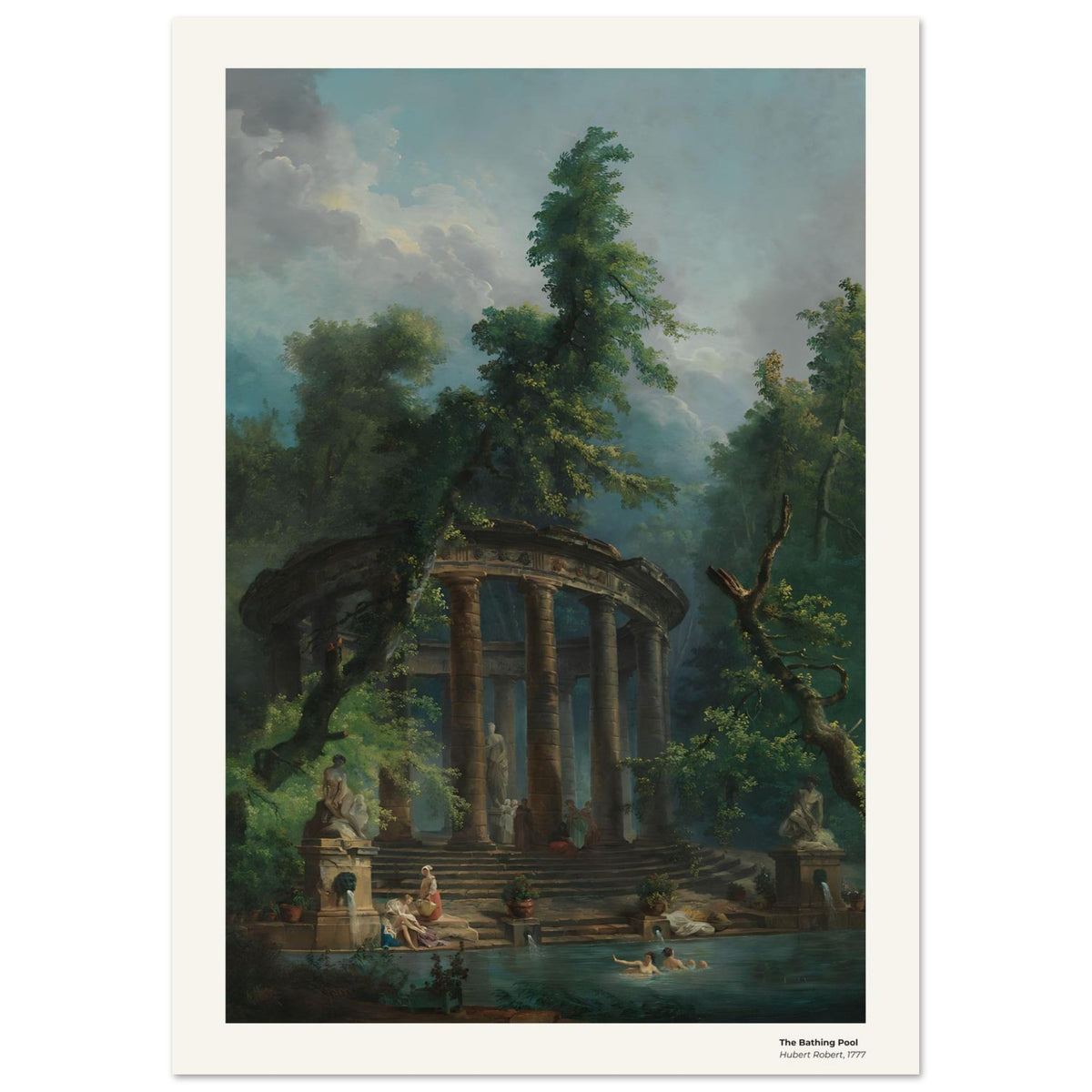 Le bassin de baignade – Hubert Robert, détail de la reproduction