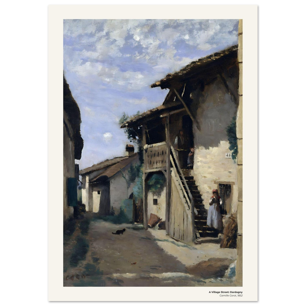 Une rue du village, Dardagny – Camille Corot, détail de la reproduction