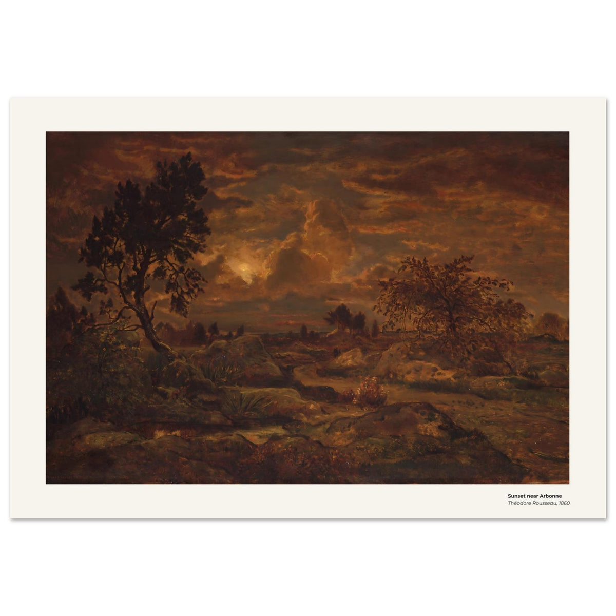 Coucher de soleil près d'Arbonne – Théodore Rousseau, reproduction d'art