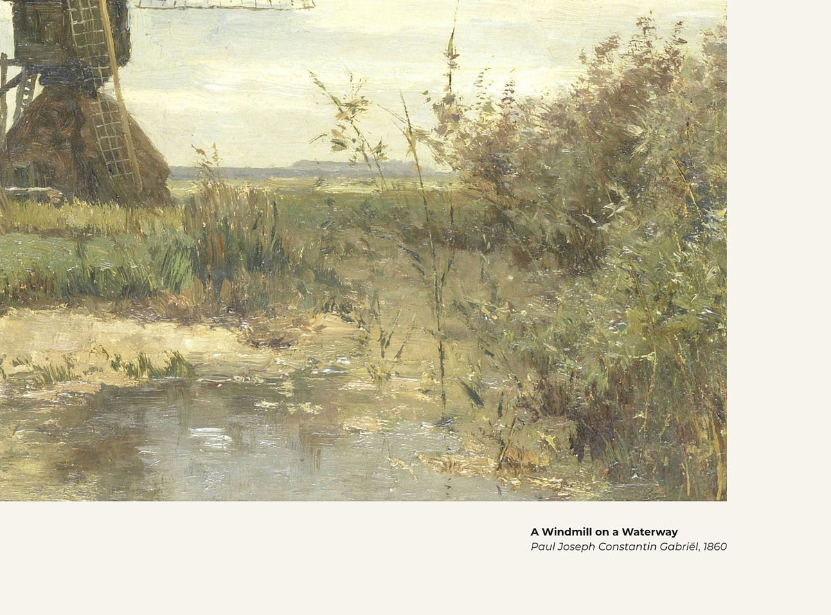 Un moulin sur un cours d'eau – Paul Joseph Constantin Gabriël, avec légende titre et artiste