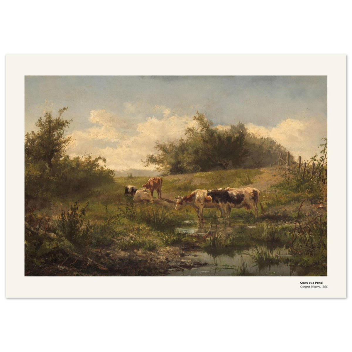 Vaches à la mare – Gerard Bilders, détail de la reproduction
