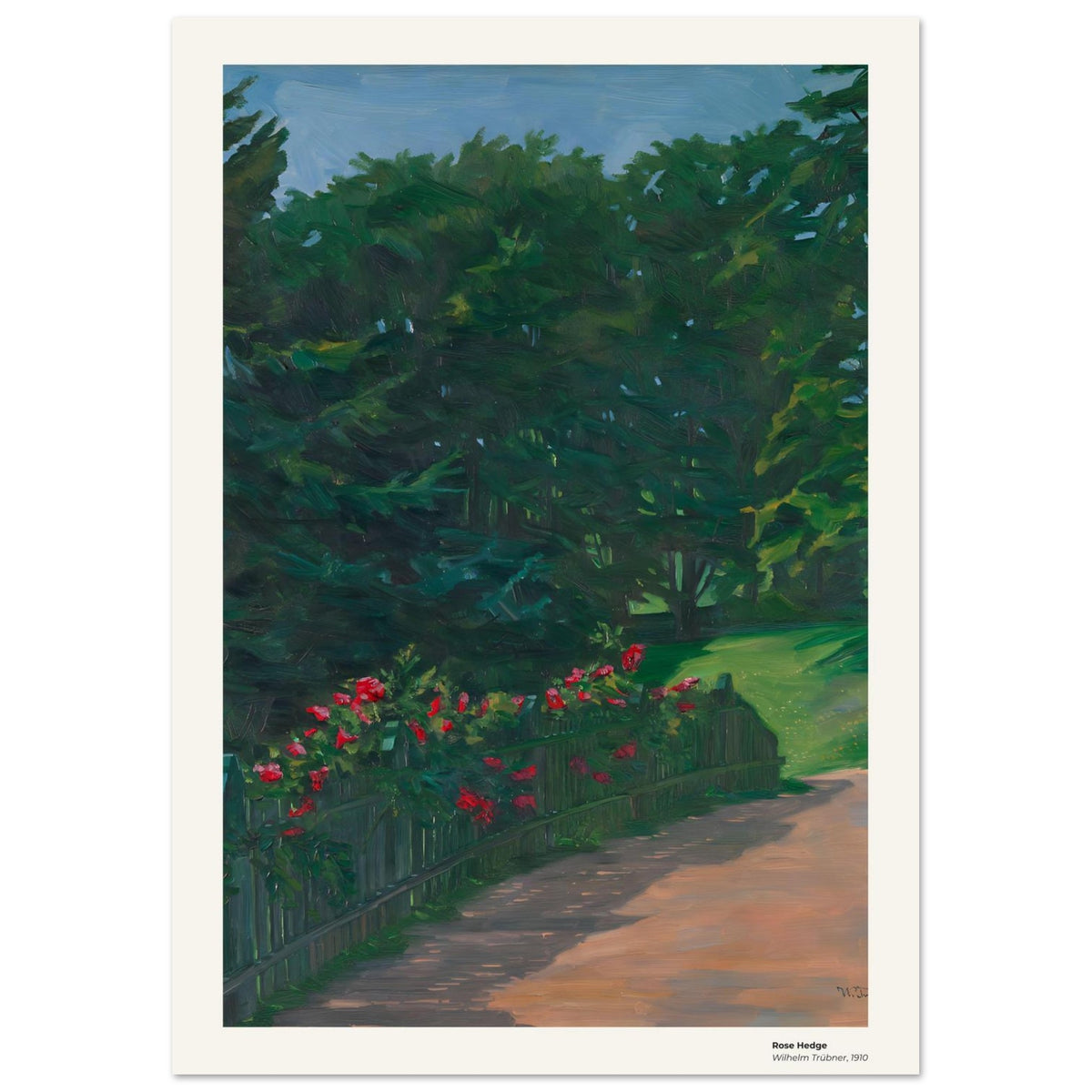 Haie de rosiers – Wilhelm Trübner, détail de la reproduction