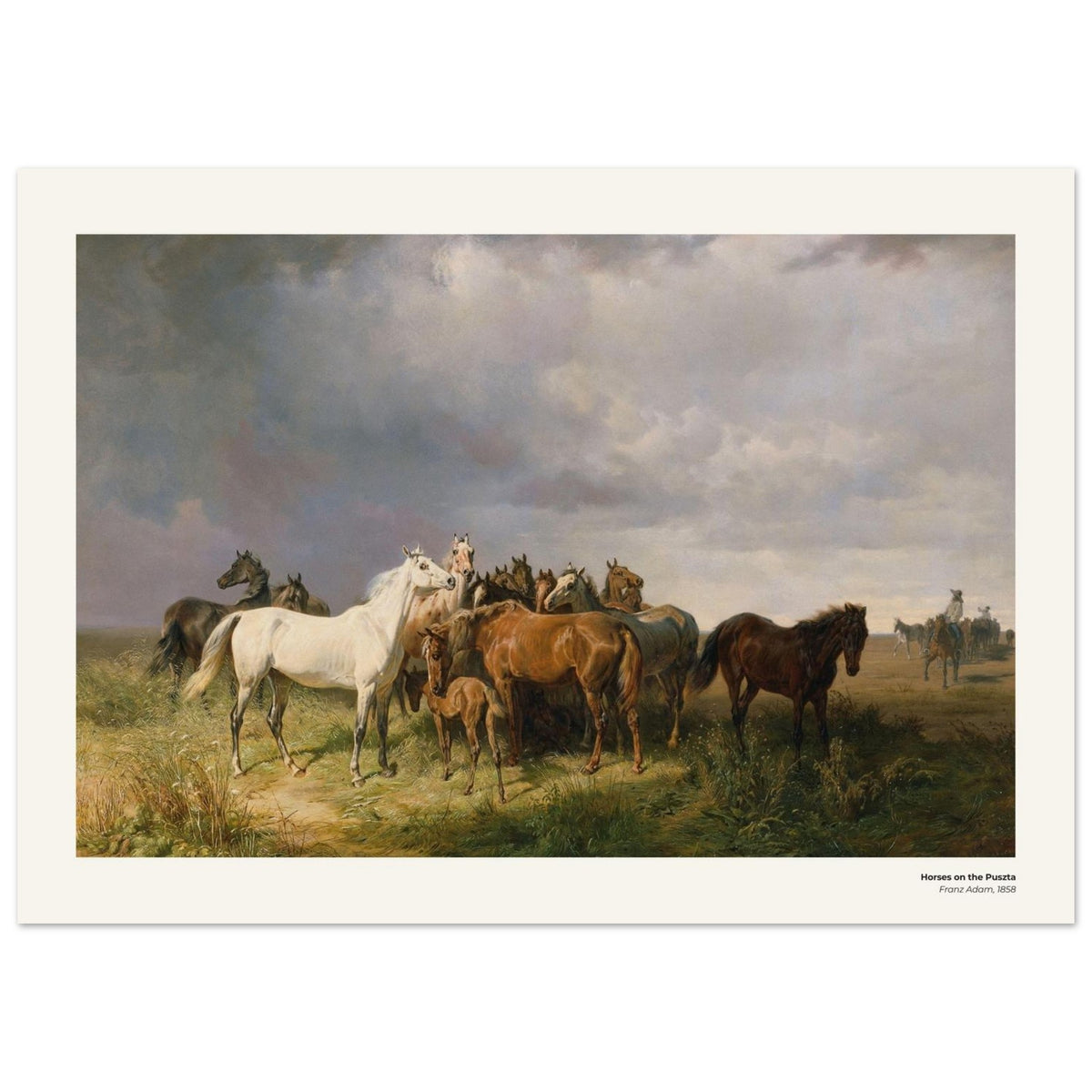 Chevaux dans la puszta – Franz Adam, reproduction d'art