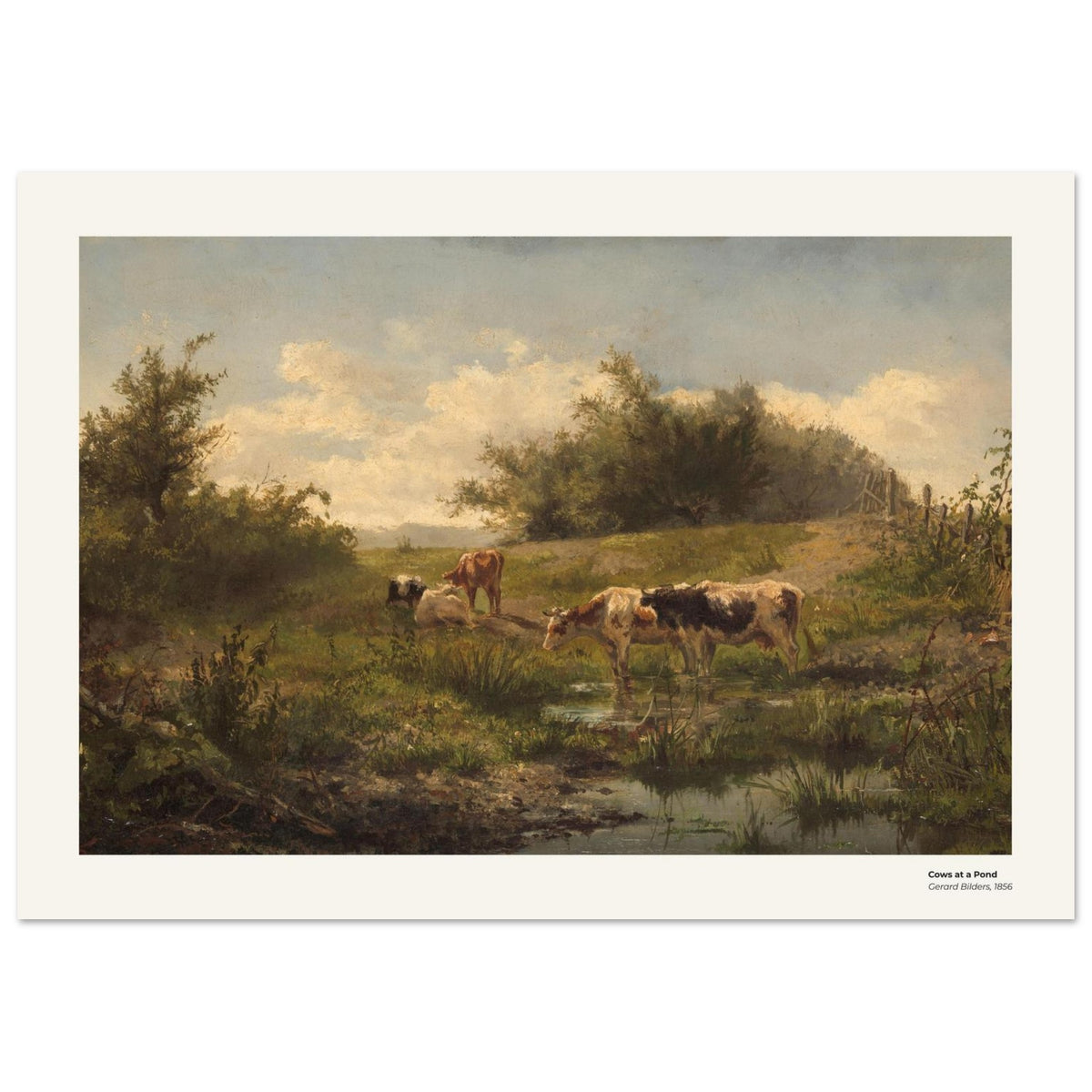 Vaches à la mare – Gerard Bilders, détail de la reproduction