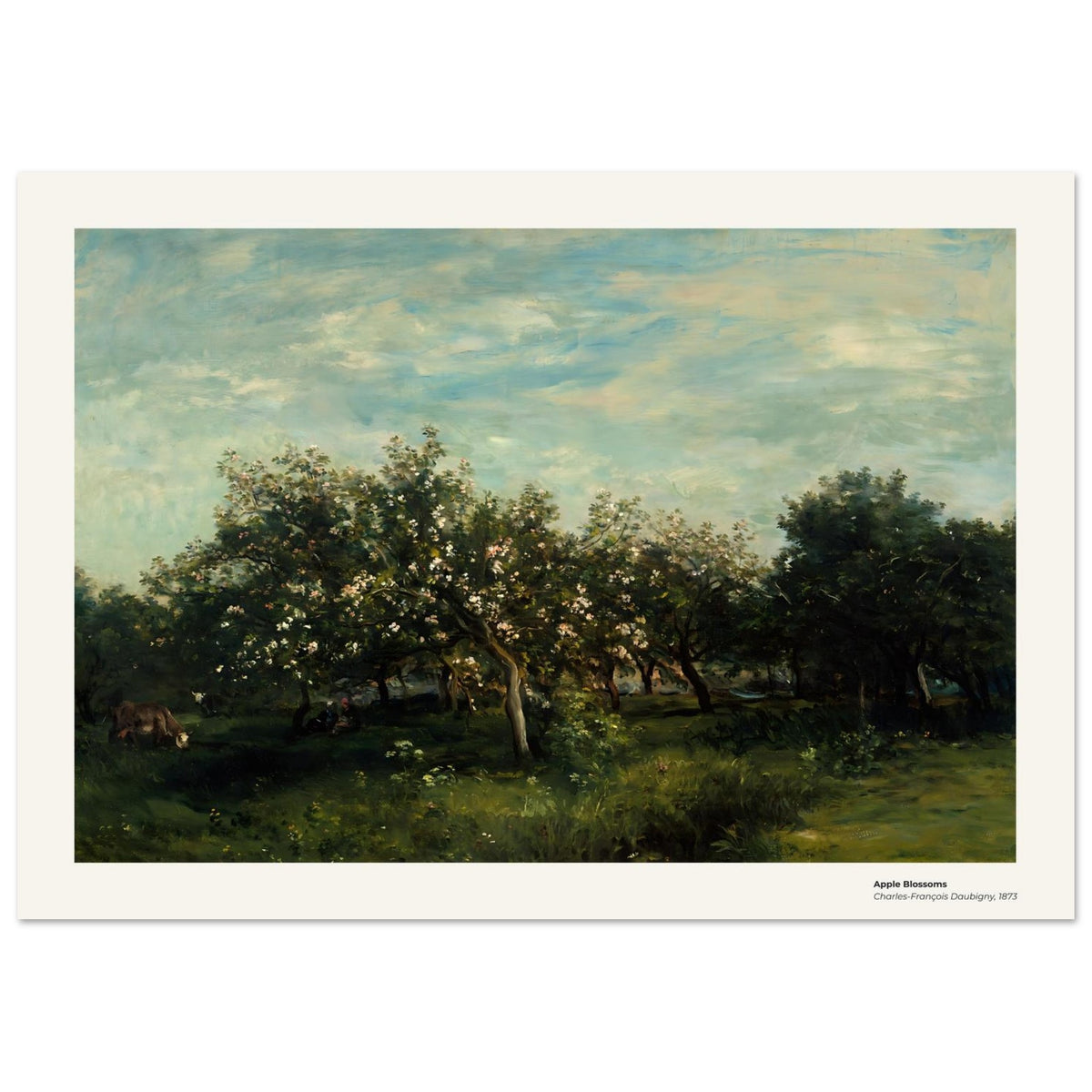 Fleurs de pommier – Charles-François Daubigny, détail de la reproduction