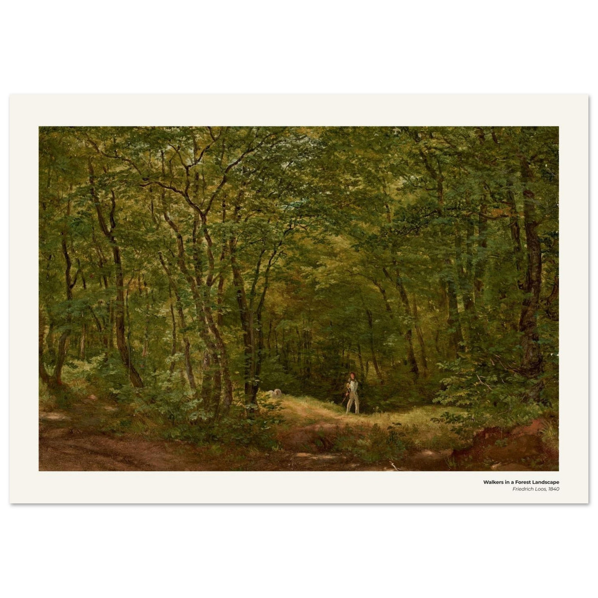 Promeneurs dans un paysage forestier – Friedrich Loos, reproduction d'art