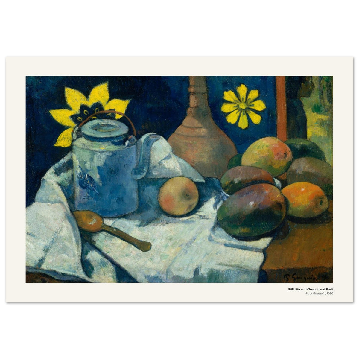 Nature morte à la théière et aux fruits – Paul Gauguin, détail de la reproduction