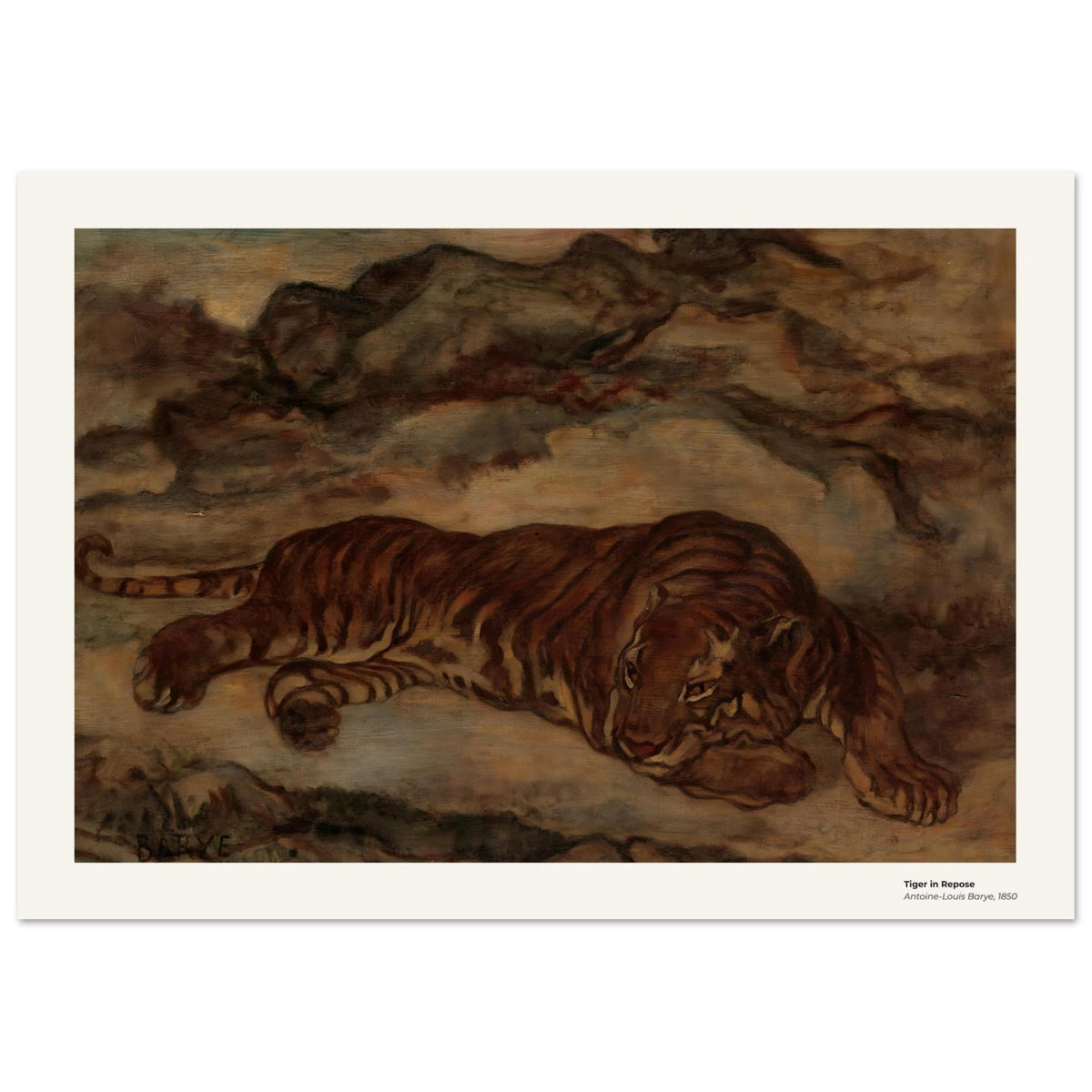 Tigre au repos – Antoine-Louis Barye, détail de la reproduction