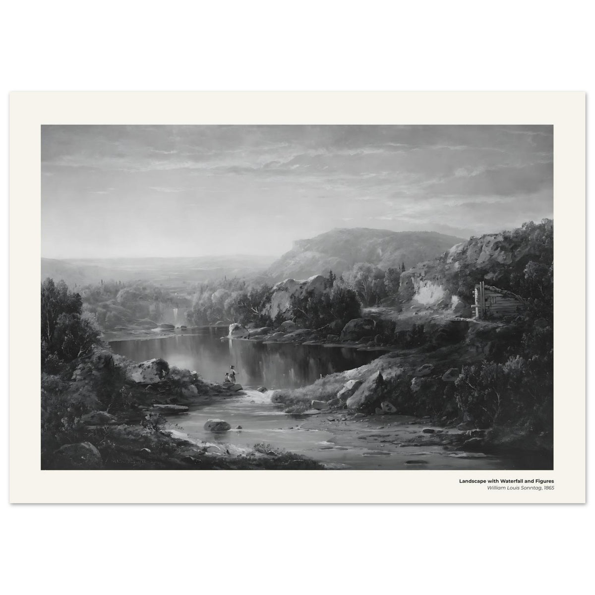 Paysage avec cascade et personnages – William Louis Sonntag, détail de la reproduction