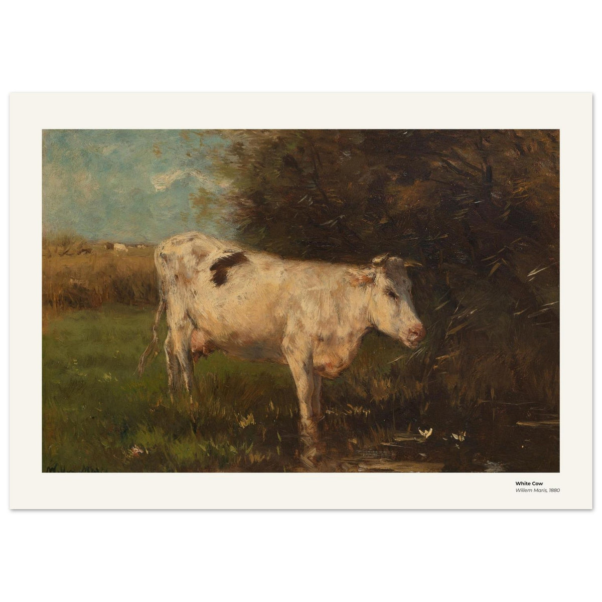 Vache blanche – Willem Maris, détail de la reproduction