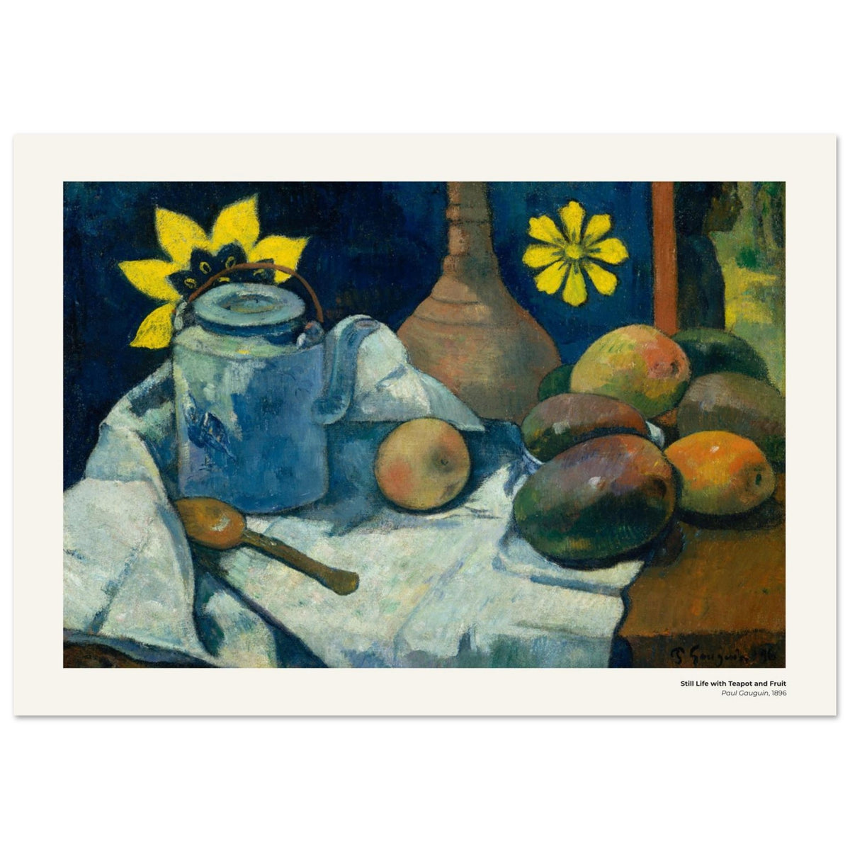 Nature morte à la théière et aux fruits – Paul Gauguin, reproduction d'art