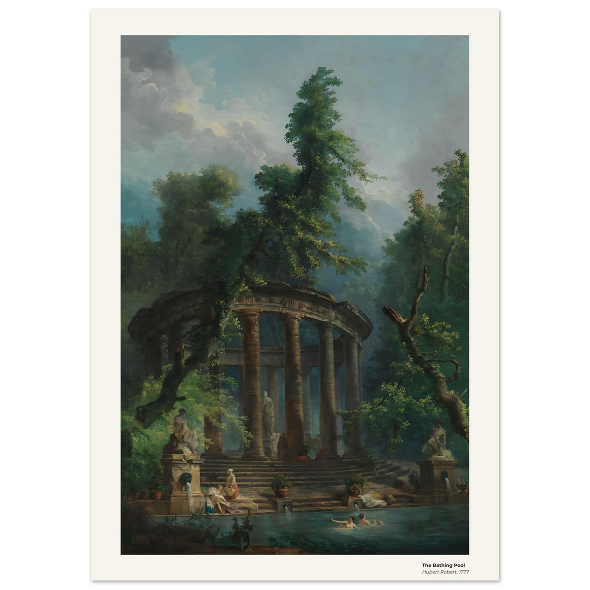 Le bassin de baignade – Hubert Robert, détail de la reproduction